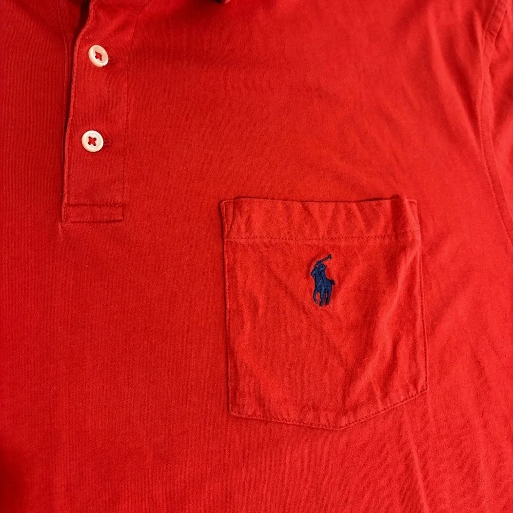 Polo Ralph Lauren Polo Shirt Mens XL Red Chest Pocket Short Sleeve Preppy